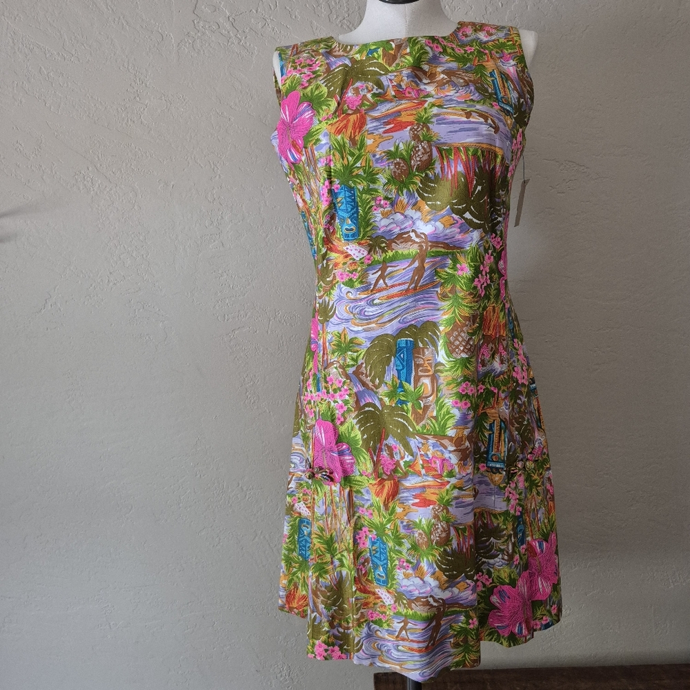 Vintage Liberty House Floral Tiki Dress Size 14 - Picture 10 of 16